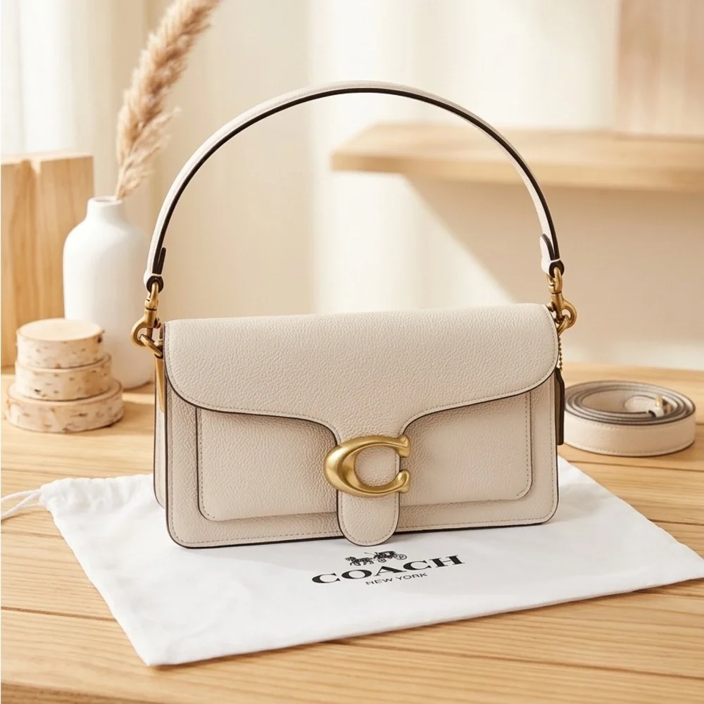 Coach Tabby 26 Shoulder Bag in Polished Pebble Leather - Chalk - Picture 1 of 16